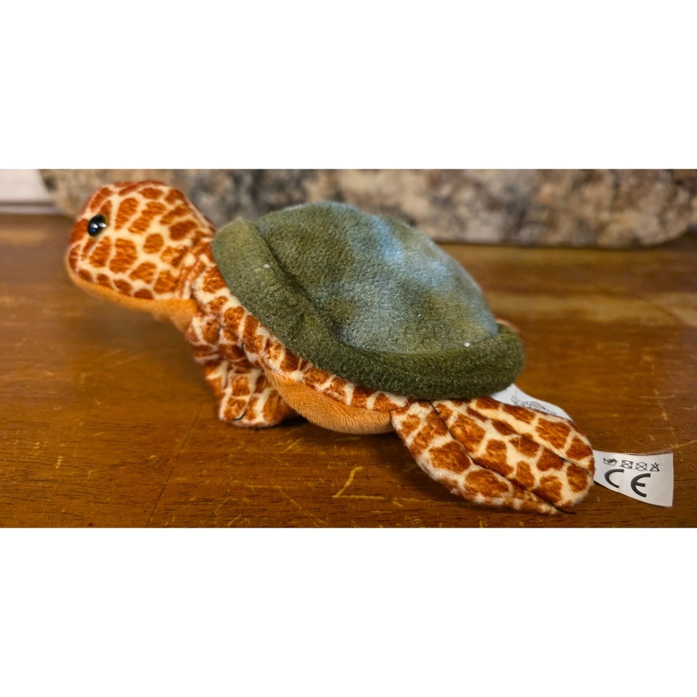 The Petting Zoo Plush Turtle Giraffe Print Brown Green Stuffed Animal 1994 JLI